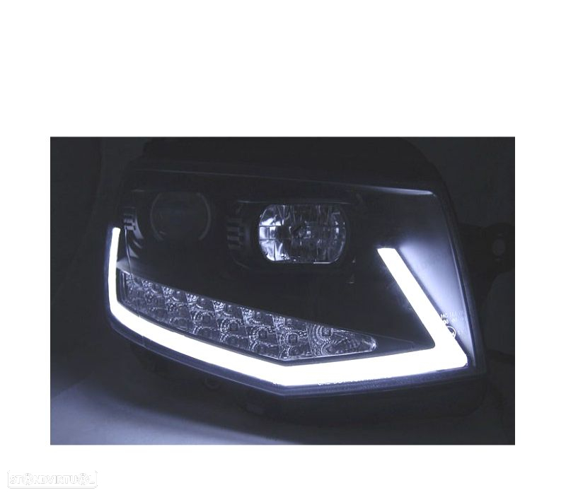 CONJUNTO DE FARÓIS PARA VOLKSWAGEN VW T6 15-19 COM DRL PRETOS COM INTERMITENTE LED - 2