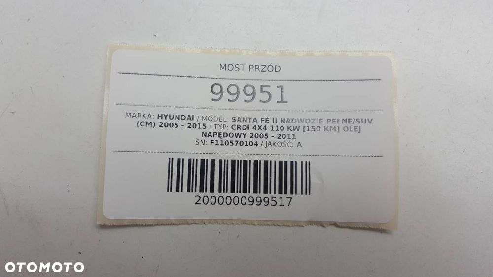 MOST PRZÓD 3B310 3.09R SANTA FE II 2011 2.0 CRDI - 4