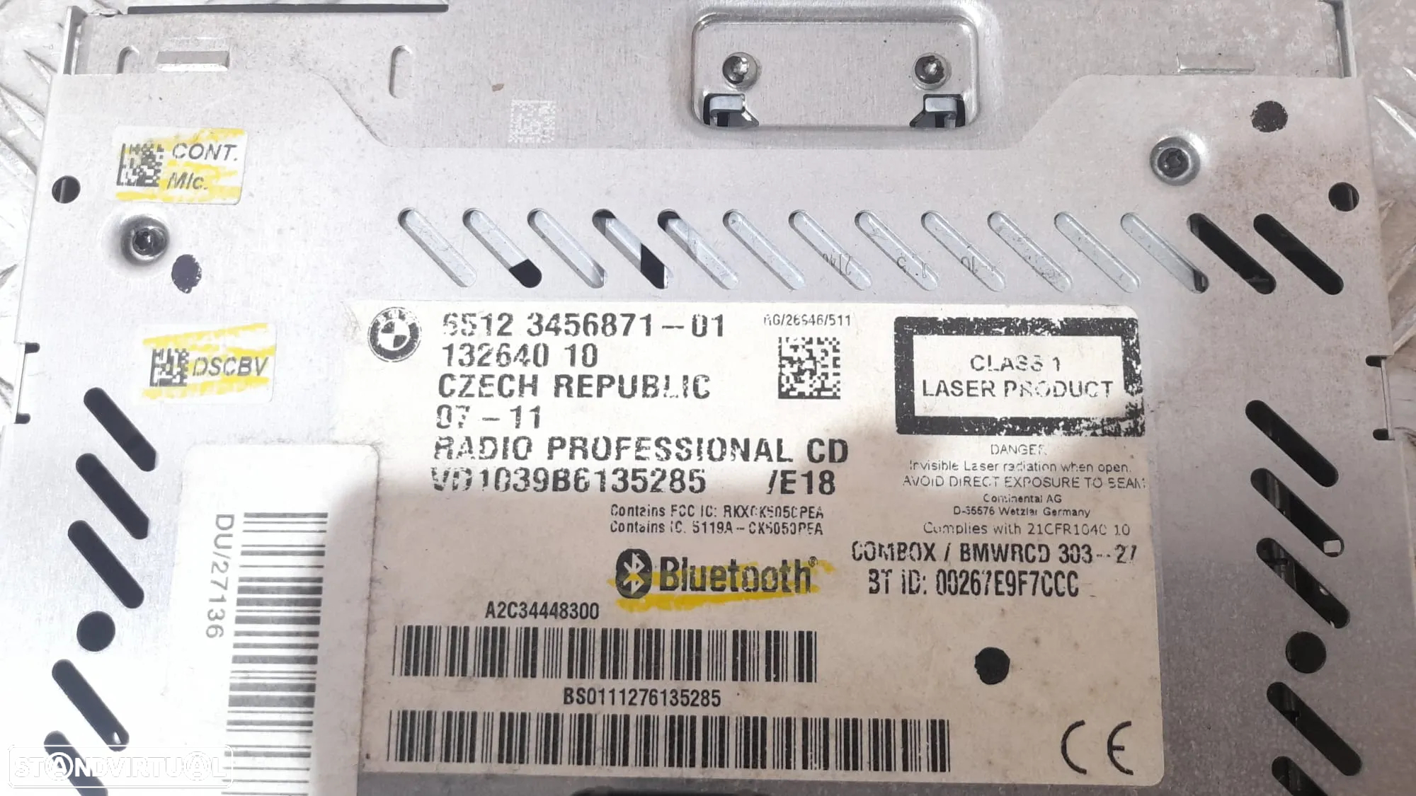 RADIO AUTORADIO LEITOR CD MP3 MINI COOPER R56 R55 CLUBMAN R57 CABRIO 65123456871 3456871 DISPLAY COMANDOS COMUTADOR PAINEL CONTROLO COMUNICAÇÃO - 5