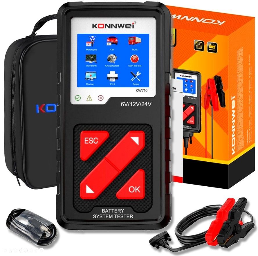 TESTER DO AKUMULATORÓW 6V 12V 24V Konnwei KW710 Polski - 1