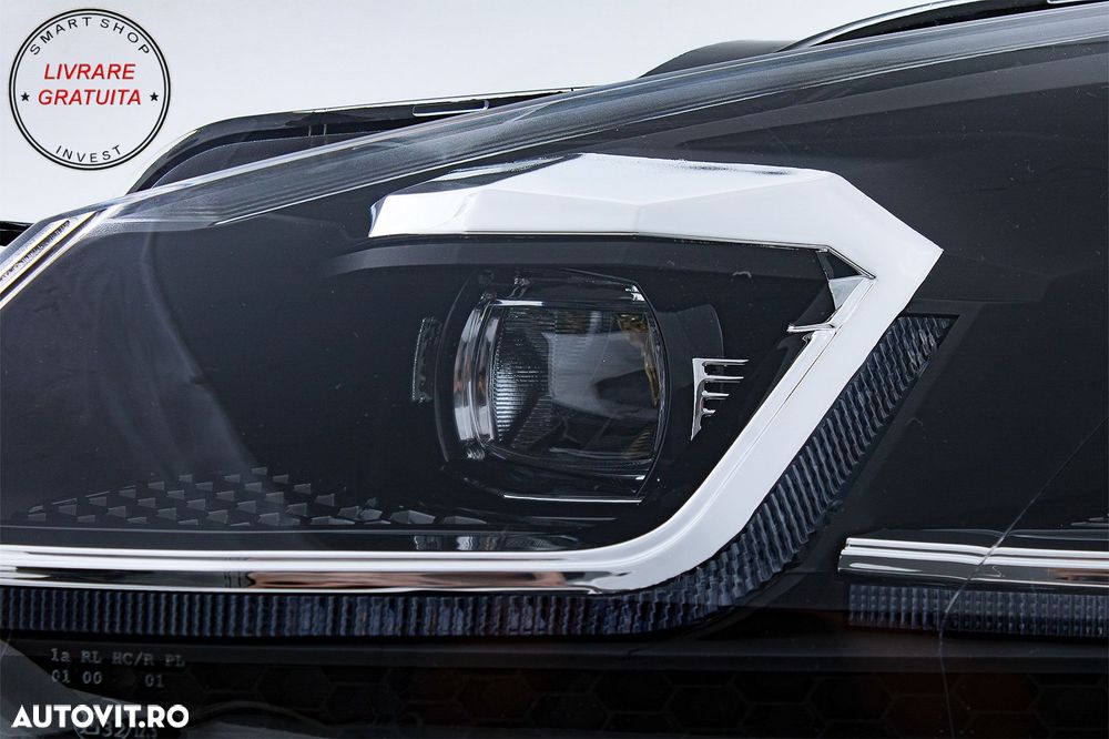 Faruri LED VW Golf 6 VI (2008-2013) Facelift G7.5 Look Silver Semnalizare Secventi- livrare gratuita - 12