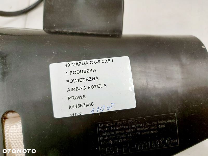 mazda cx-5 cx5 i 1 poduszka powietrzna airbag fotela prawa kd4557ka0 - 2