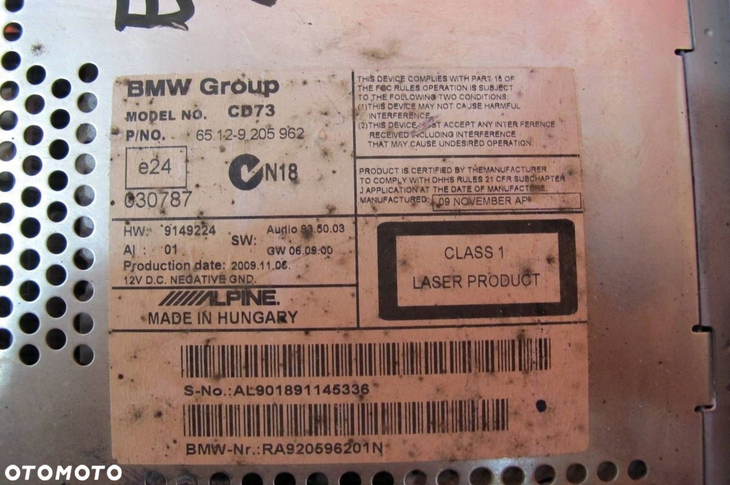 BMW 3 E90 E91 LCI RADIO CD RADIOODTWARZACZ ALPINE PROFESSIONAL 9205962 - 5