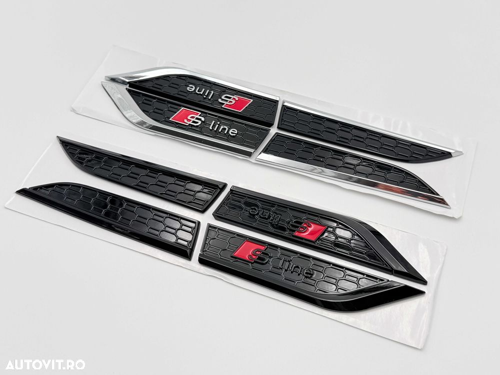 Set Embleme Compatibile Audi A5 S-line F05 aripa/usa crom/negru - 1