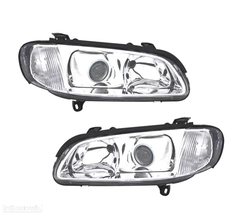FARÓIS FRONTAIS PARA OPEL OMEGA B 94-99 FUNDO CROMADO - 1