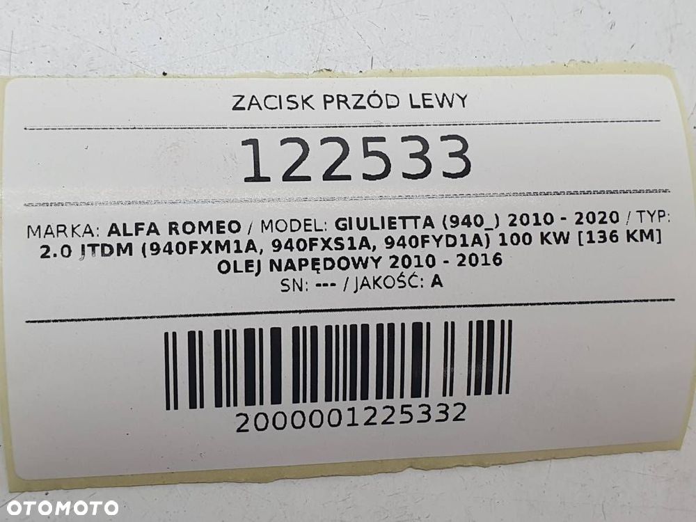 ZACISK HAMULCOWY PRZÓD PRZEDNI LEWY JARZMO ALFA ROMEO GIULIETTA 2.0 JTD - 7