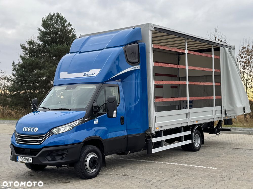 Iveco Daily 2023r Hi-Matic‼️70C21H‼️Winda Bar 1000KG // Plandeka 15 Palet Firanka‼️Spanie z tyłu Spojtrak XL Poduszki Pneumatyczne Wysokość rampowa Full LED Tempomat Salon Polska DMC7200KG Faktura Vat 23% TwinCab - 3
