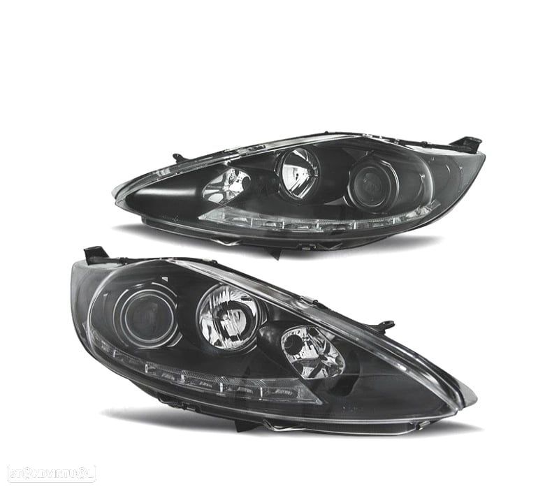 FARÓIS FRONTAIS PARA FORD FIESTA 08-12 LUZ DIURNA FUNDO PRETO - 1