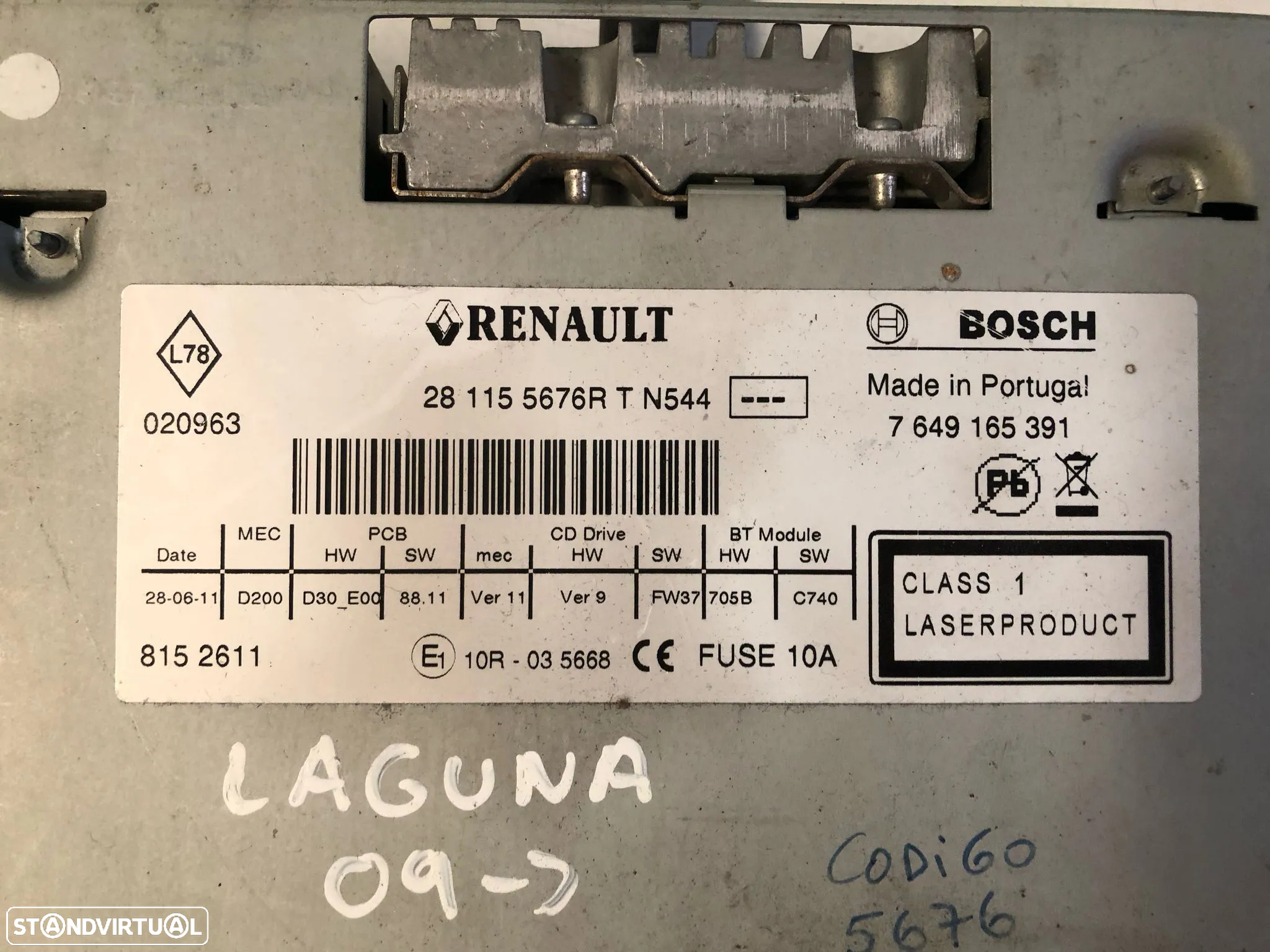 RENAULT LAGUNA III 3 AUTO RADIO CD - R147 - 3