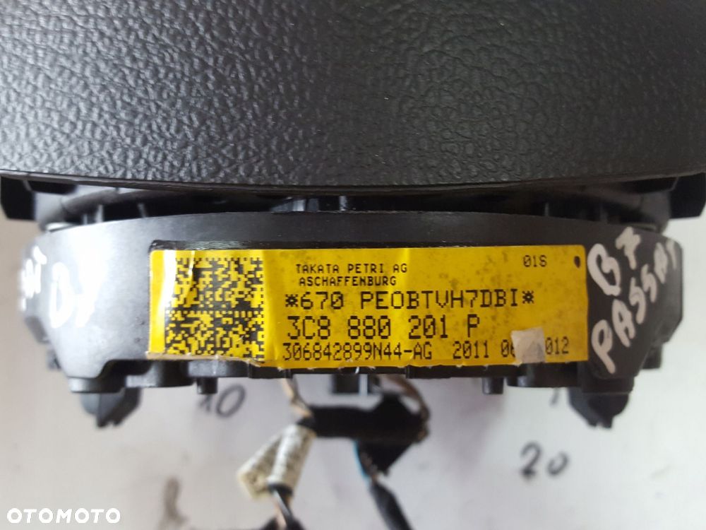 VW PASSAT B7 10-14r PODUSZKA AIRBAG KIEROWCY 3C8880201P - 7