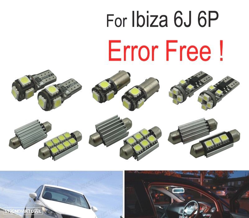 KIT COMPLETO 6 LAMPADAS LED INTERIOR PARA SEAT IBIZA MKV MK 5 SPORTCOUPE ST 6J 6 P 09-16 - 1