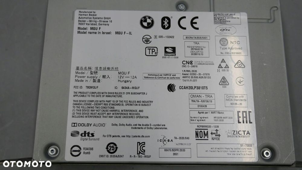 bmw f40 g42 g20 g30 g01 czytnik nawigacji radio mgu 5a3bc22 5b3f826 5b3f810 - 2
