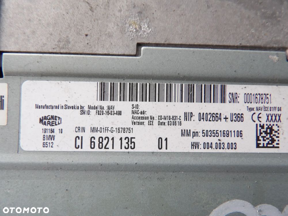 BMW - X1,E84 - RADIO , NAWIGACJA - 6821135 - 2
