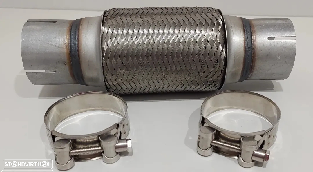 57mm - Flexível Inox Reforçado Escapes + 2 Braçadeiras - 6