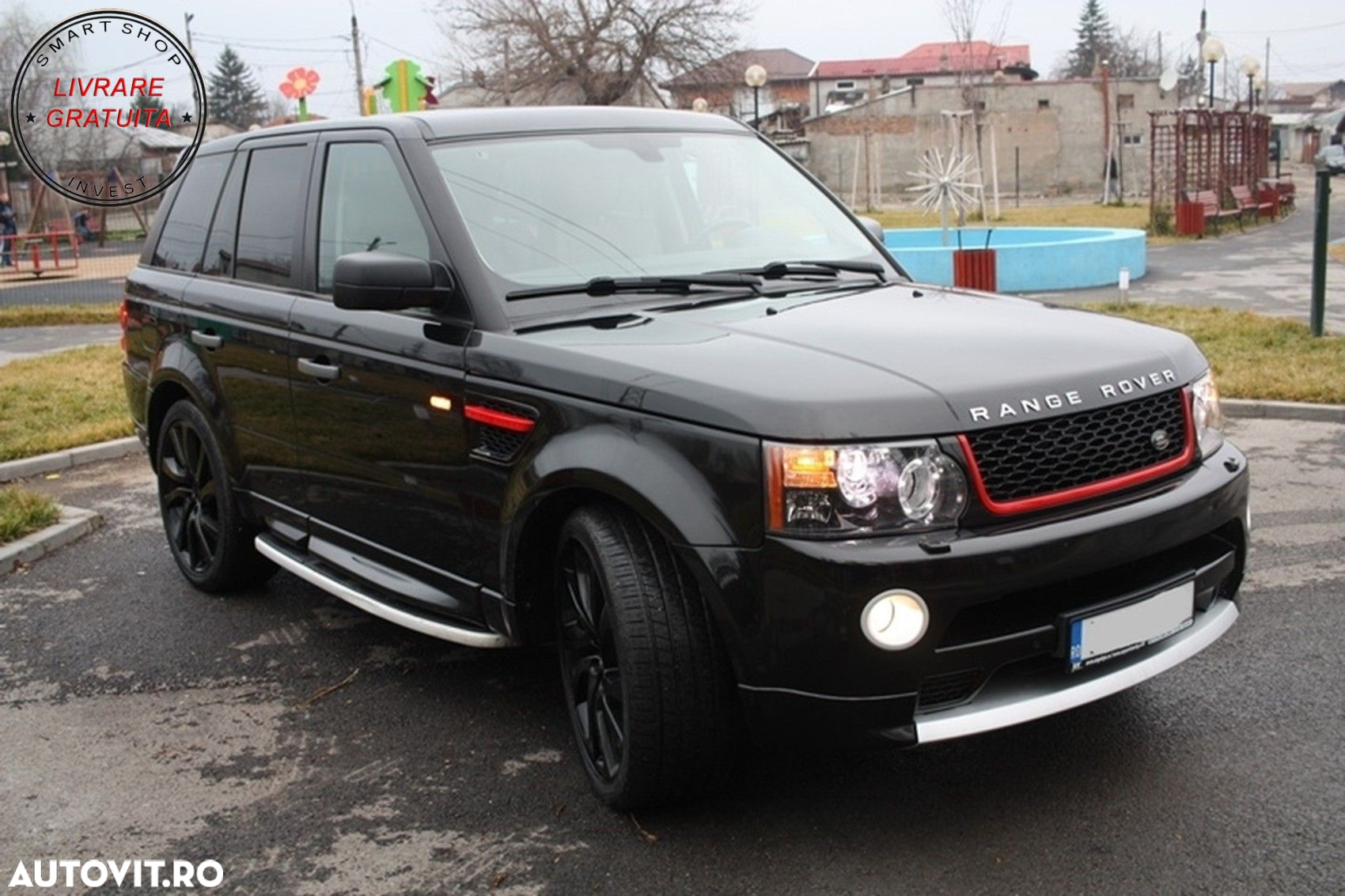 Pachet Exterior cu Grila Centrala Rosu Negru Land Range Rover Sport L320 Facelift - livrare gratuita - 13