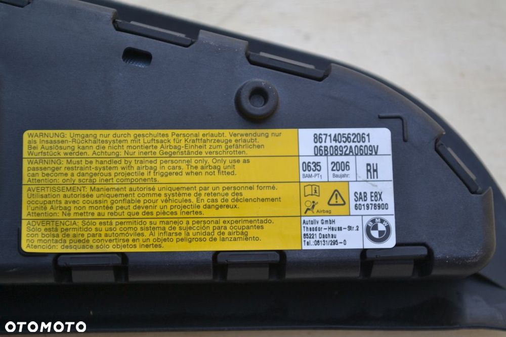 BMW E81 E87 PODUSZKA POWIETRZNA AIRBAG FOTELA PRAWA 7140562 - 4