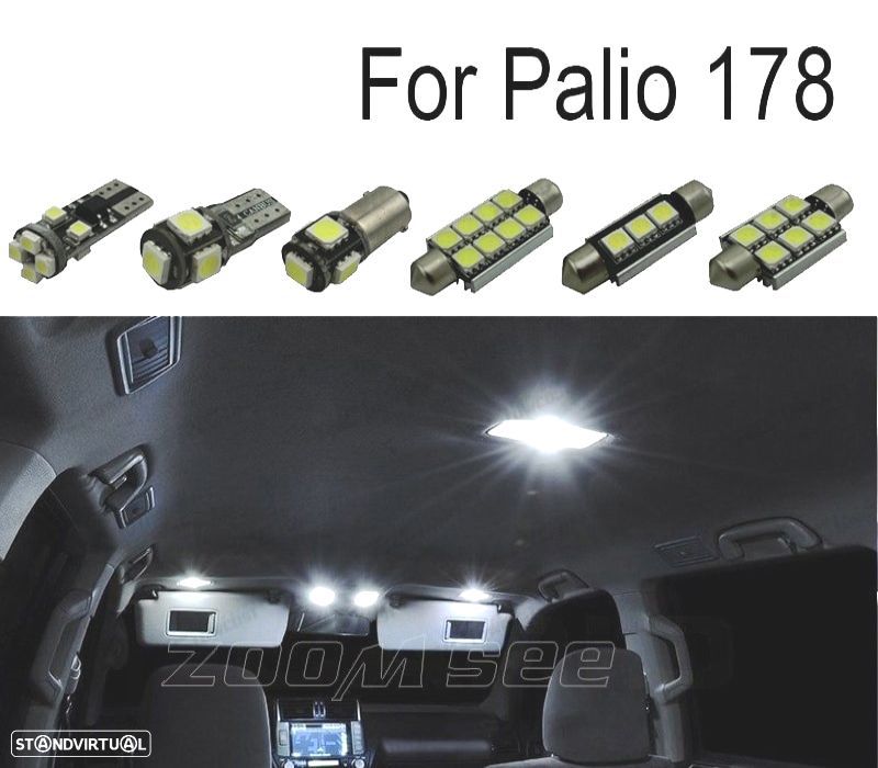 KIT COMPLETO 7 LAMPADAS LED INTERIOR PARA FIAT PALIO 178 02-11 - 1