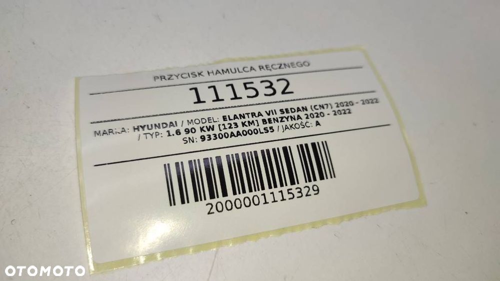 PRZYCISK PANEL HAMULCA RĘCZNEGO HYUNDAI ELANTRA VII EUROPA 93300AA000LS5 - 5