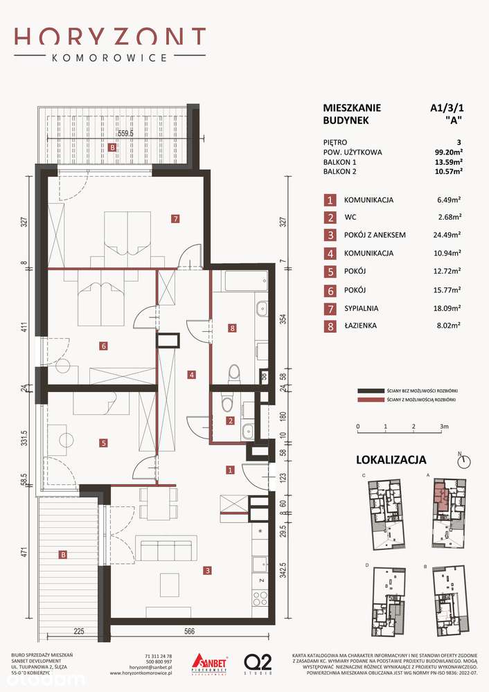 Mieszkanie na sprzedaż, 4 pokoje, 99 m², Komorowice