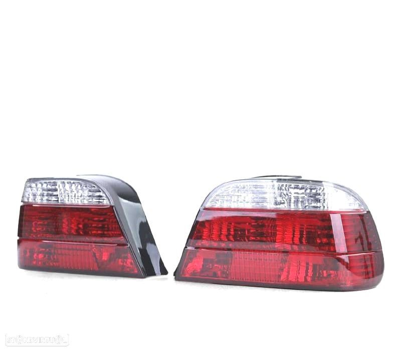 FAROLINS TRASEIROS BMW E38 94-01 VERMELHO BRANCO - 1
