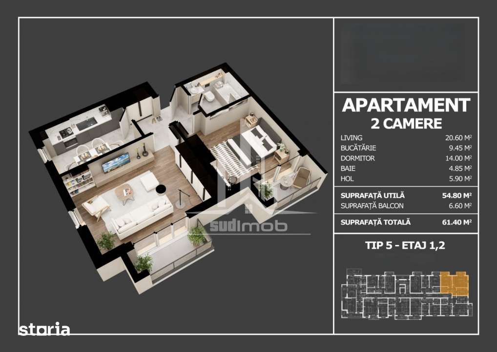 Parc Laurentiu Raiciu apartament 2 camere decomandat cu 2 balcoane — fotografia 1