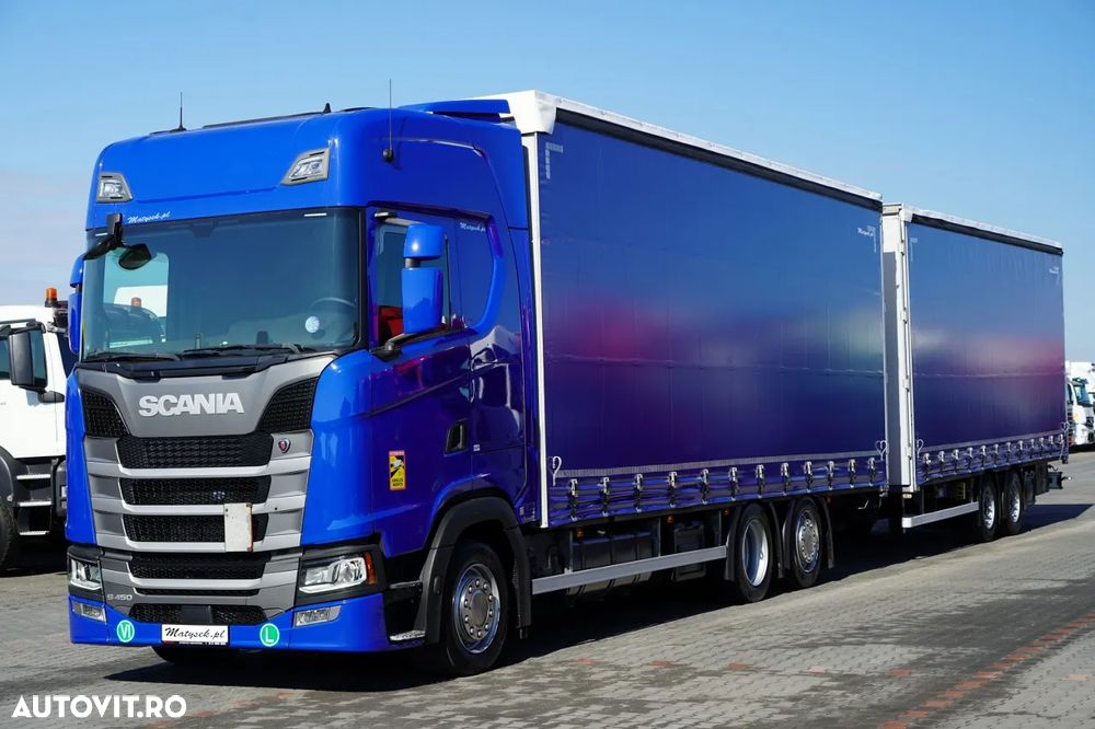Scania S 450 / COMBINAȚIE TANDEM / CORTINĂ / 120 M3 / DRIVE-THROUGH / ACOPERIȘ RIDICABIL / PUNȚĂ RIDICABILĂ / - 1