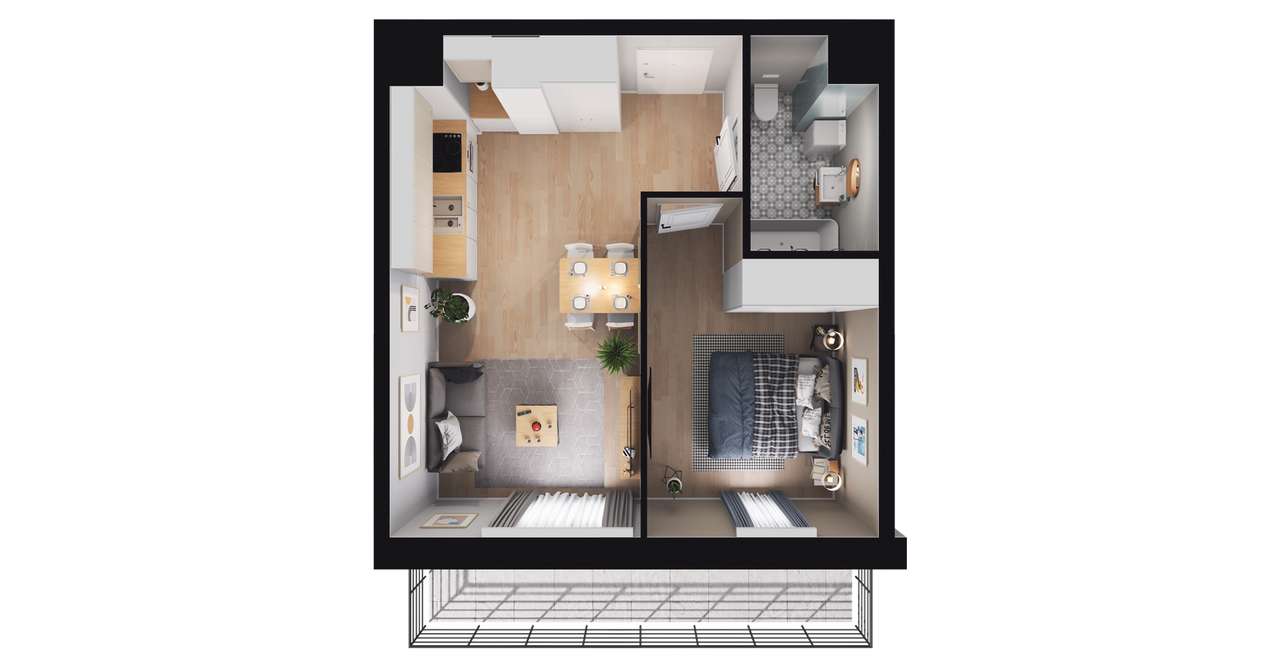 2-pokojowe mieszkanie 36m2 + balkon Bez Prowizji - Pełny obrazek: 2/9