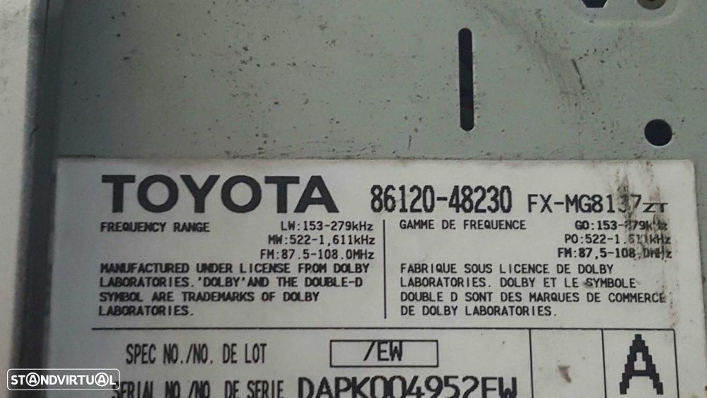 SISTEMA AUDIO / RADIO CD LEXUS RX 300(MCU35) LUXURY - 4