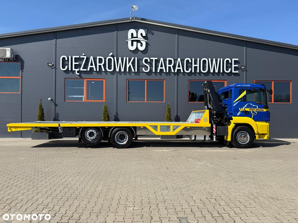 MAN TGS TGX 26.360 E5 laweta uniwersalna + Dźwig HDS HMF 1420 K2 / pomoc drogowa / kran krane dzwig hds żuraw - 12