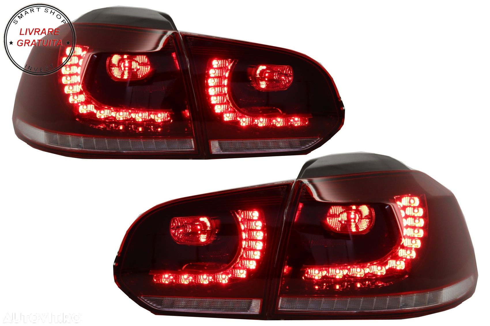Stopuri FULL LED VW Golf 6 VI (2008-2013) R20 Design Semnal Secvential Dinamic- livrare gratuita - 6