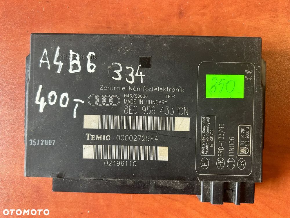MODUŁ STEROWNIK KOMFORTU AUDI A4 B6 B7 8E0959433CN - 1