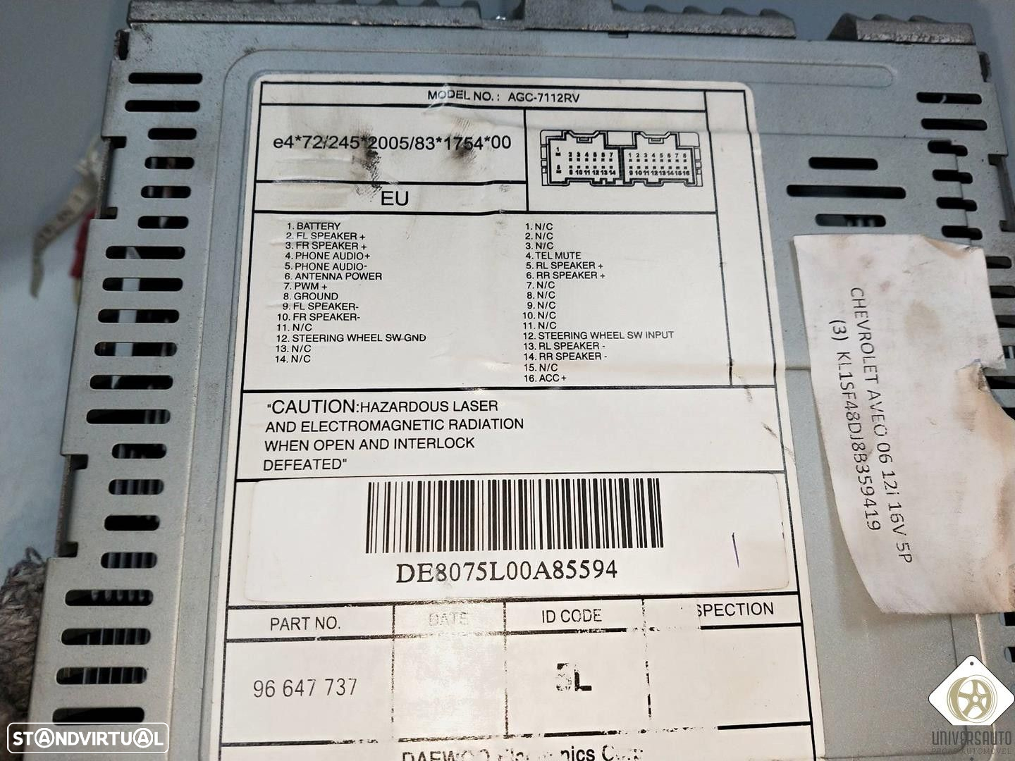 SISTEMA AUDIO / RADIO CD CHEVROLET AVEO / KALOS FASTBACK 2009 - 4