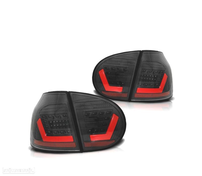 FAROLINS TRASEIROS PARA VOLKSWAGEN VW GOLF 5 03-08 LIGHTBAR FONDO PRETO FUMADO - 1