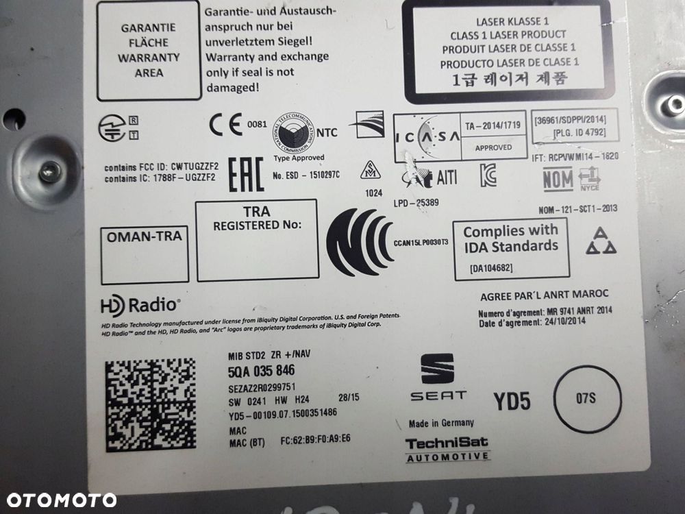 SEAT IBIZA 4 IV LIFT 12-17r CZYTNIK NAWIGACJI KART SD 5QA035846 - 3