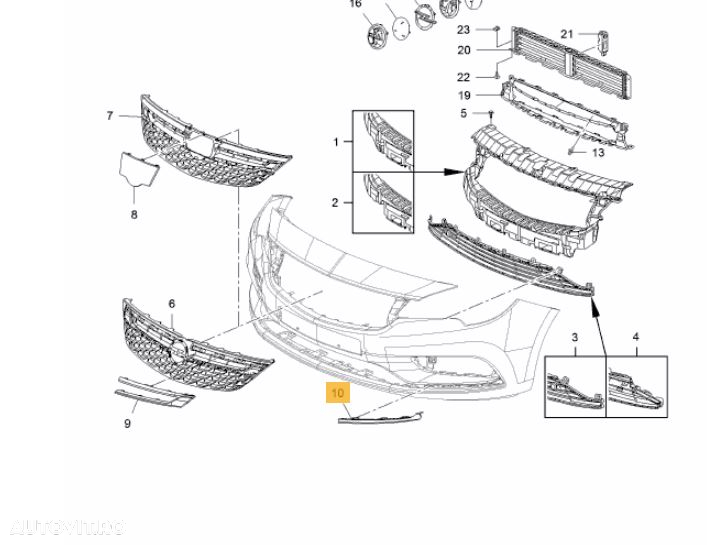 Bandou grila bara protectie Opel Astra K, 10.2015-, Fata, partea Dreapta, Aftermarket - 2