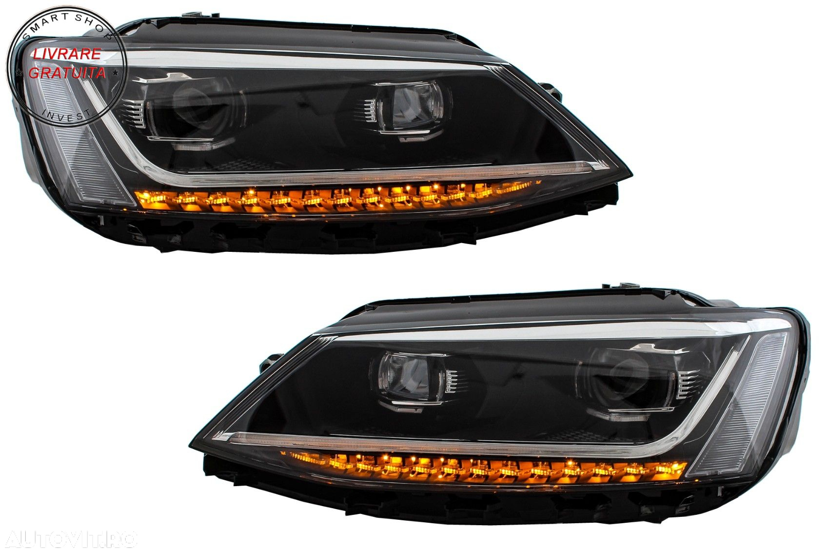 Faruri LED DRL VW Jetta Mk6 VI (2011-2017) Semnal Dinamic Secvential Xenon Matrix - livrare gratuita - 7