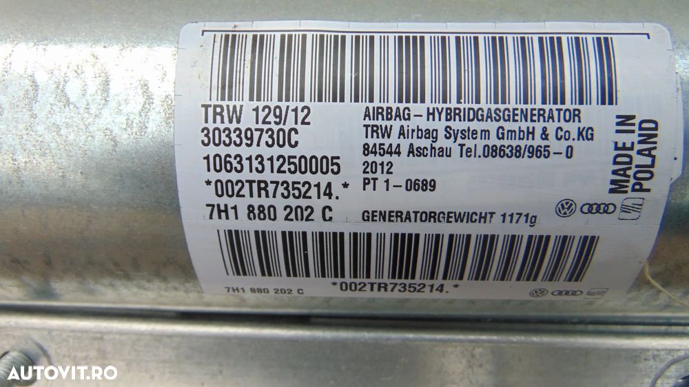Airbag volan-airbag pasager Volkswagen Transporter T5 facelift 2.0 diesel an 2009-2015 cod 7E0880201Q/7H1880202C - 6