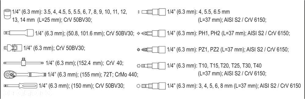 ZESTAW KLUCZY NASADOWYCH GRZECHOTKA BITY YATO 38EL - 7
