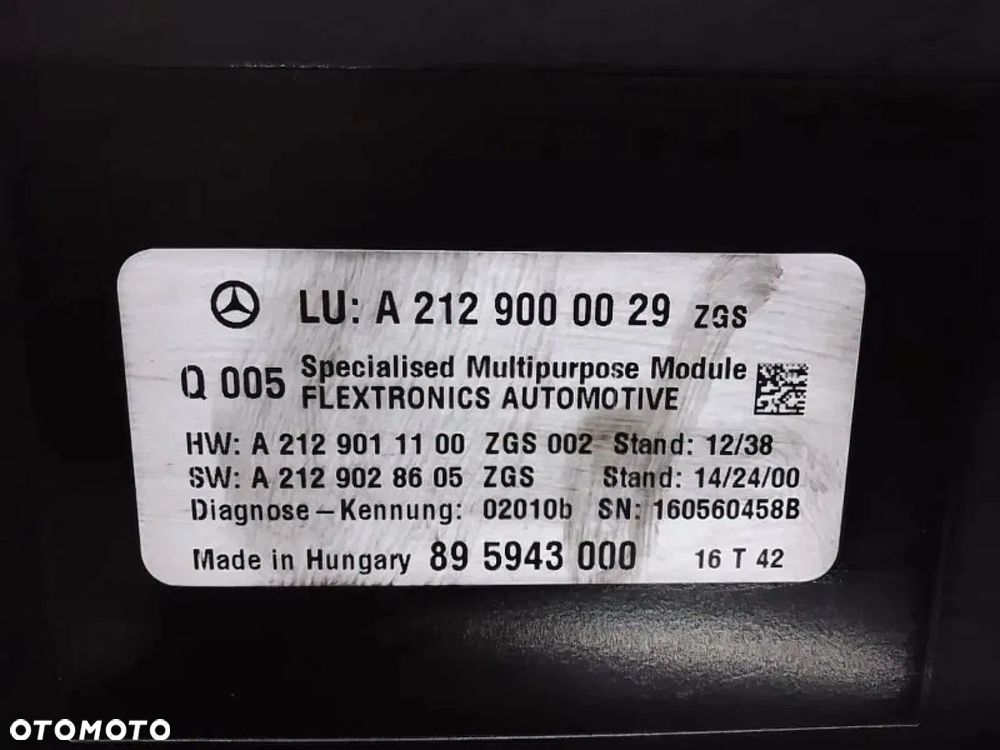 sterownik moduł mercedes w212 e-klassa lift a2129000029 - 2