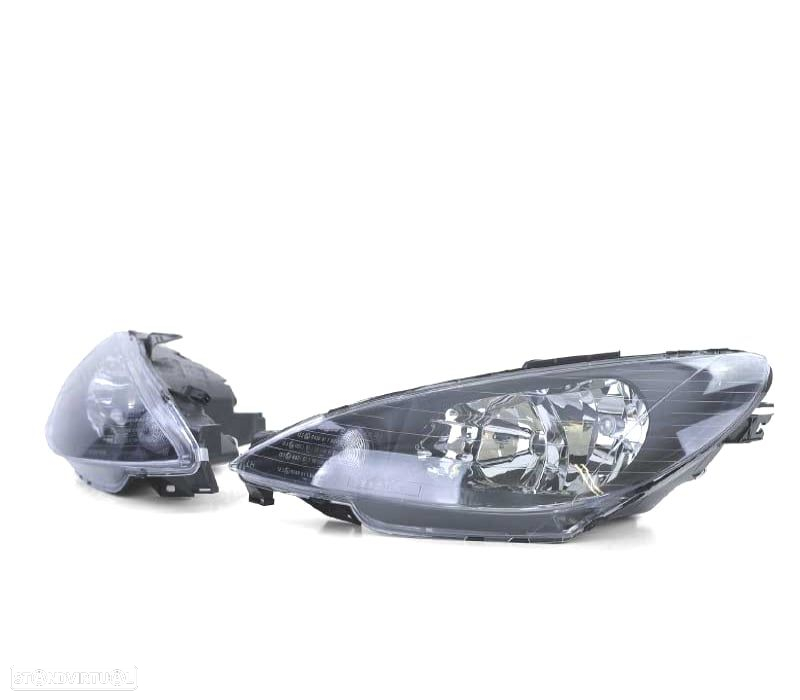 FARÓIS PEUGEOT 206 98-06 FUNDO PRETO H4 OEM - 2