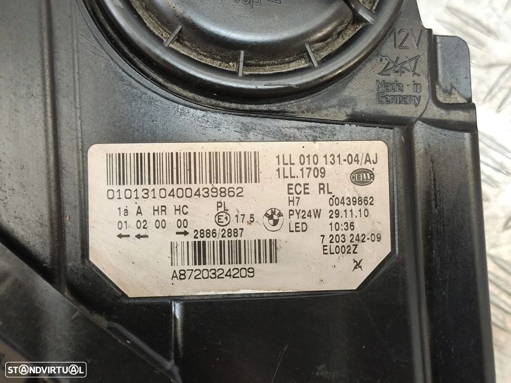 Conjunto Oticas Farois Frontal Frente Esquerda Halogenio Original BMW Serie 5 F10 Sedan Carro F11 Touring Carro 2011 a 2017 - 10