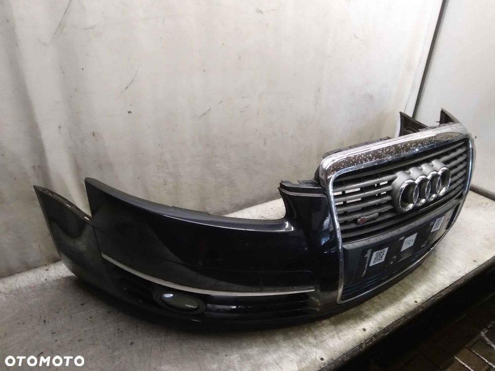 ^ ZDERZAK PRZÓD PRZEDNI AUDI A6 C6 LZ9Y CZARNY HALOGENY - 4