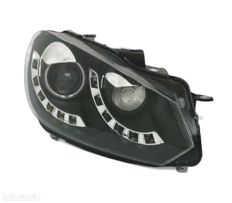 FARÓIS FRENTE LUZ DIURNA ANGEL EYES VOLKSWAGEN VW GOLF 6 FUNDO PRETO - 3