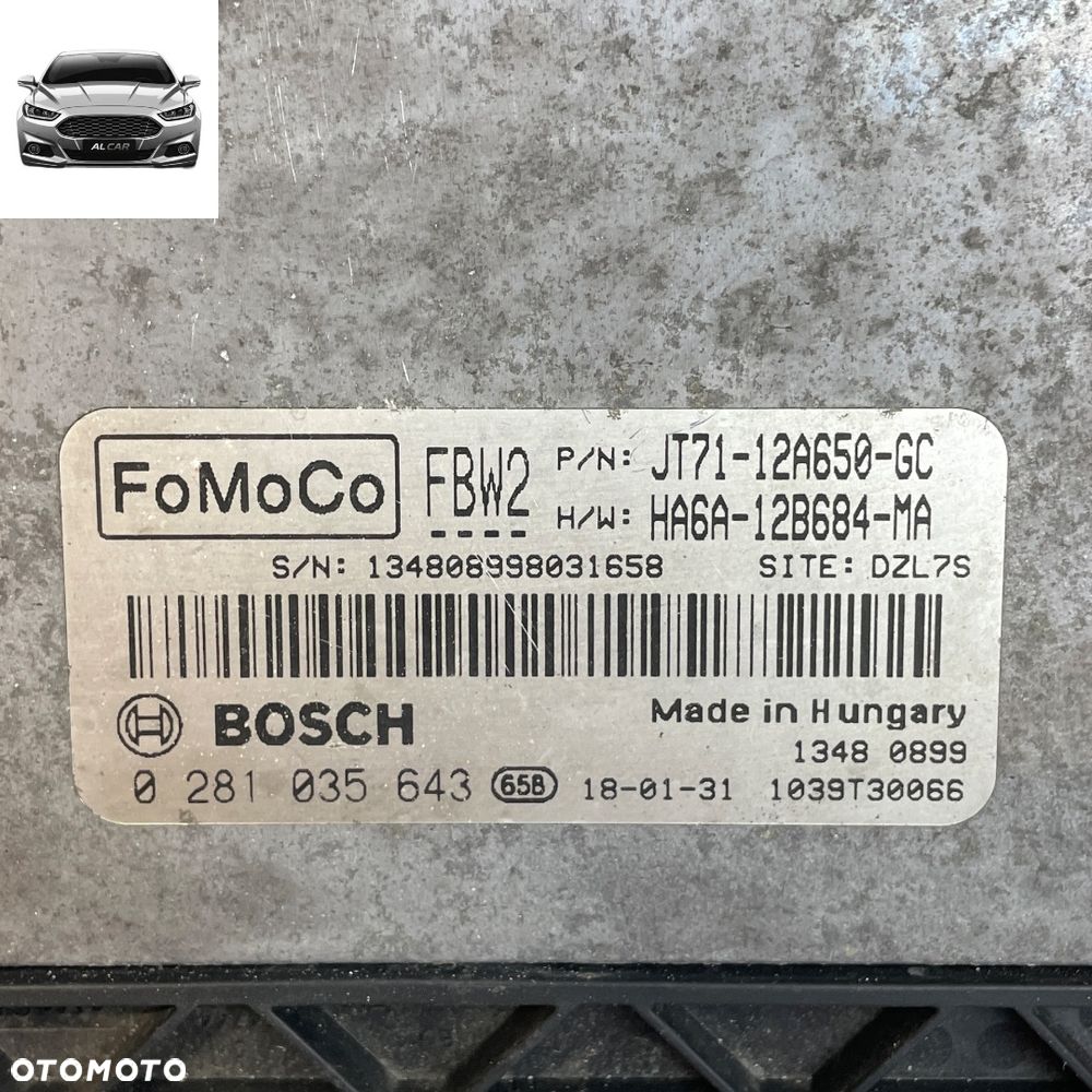 STEROWNIK SILNIKA 1.5 DCI EURO 6 FORD TRANSIT COURIER JT71-12A650-GC - 2