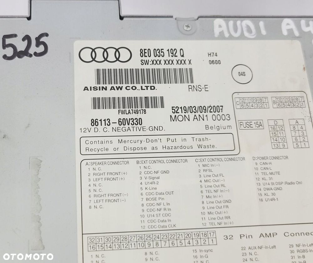 AUDI A4 B6 B7 RNS-E RADIO NAWIGACJA NAVI KOD MENU PL 8E0035192Q - 9