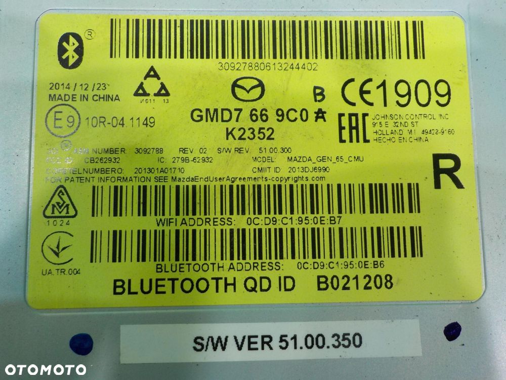 MAZDA 6 GJ III LIFT 2.2D 14r SEDAN 4D modul sterownik bluetooth GMD7669C0 - 5