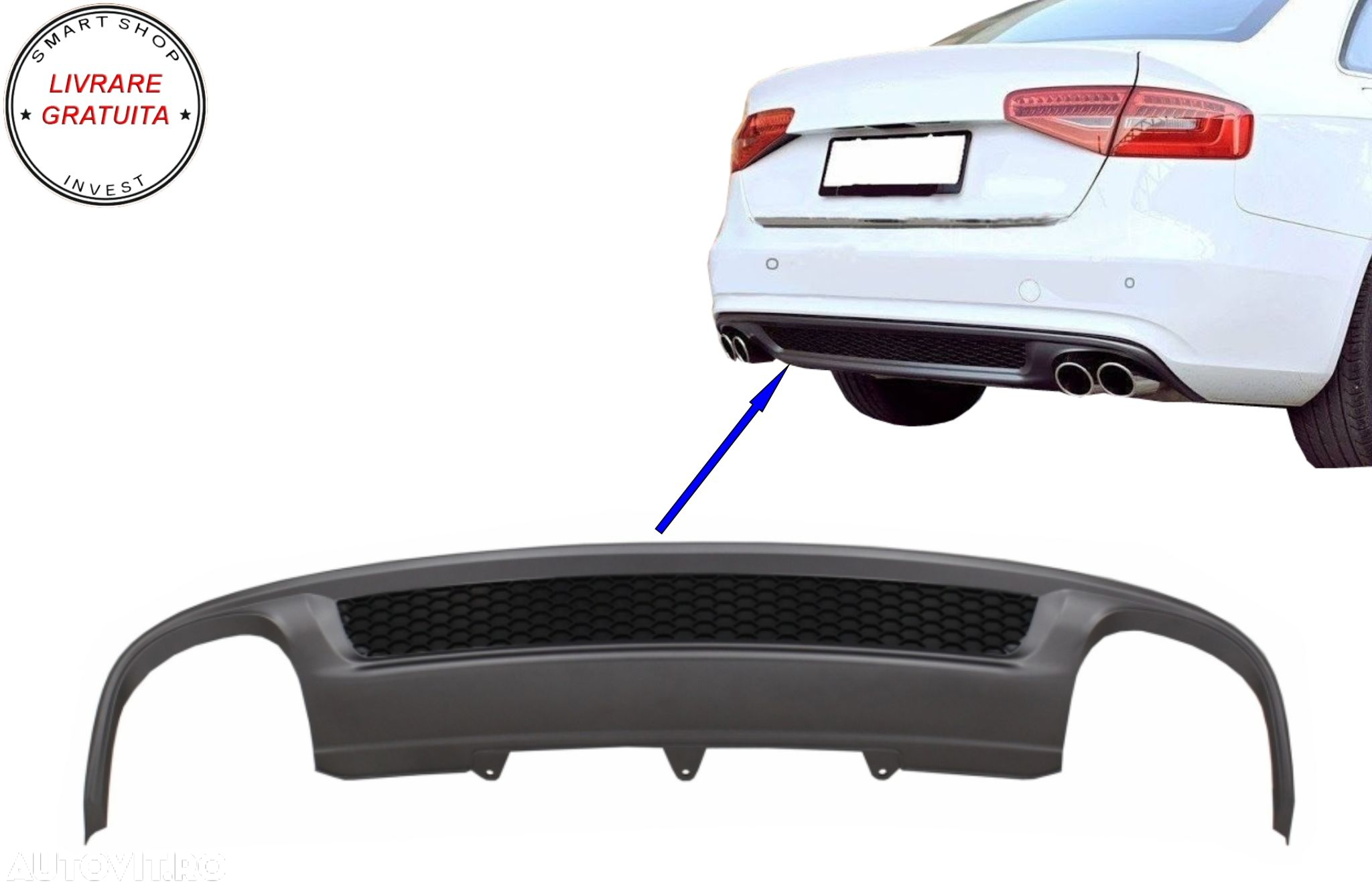 Difuzor Bara Spate Audi A4 B8 Facelift Sedan Avant (2012-2015) S-Line Design doar - livrare gratuita - 11