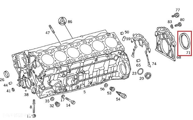 MERCEDES BENZYNA M116 M117 M119 M120 Uszczelniacz walu korbowego - 2