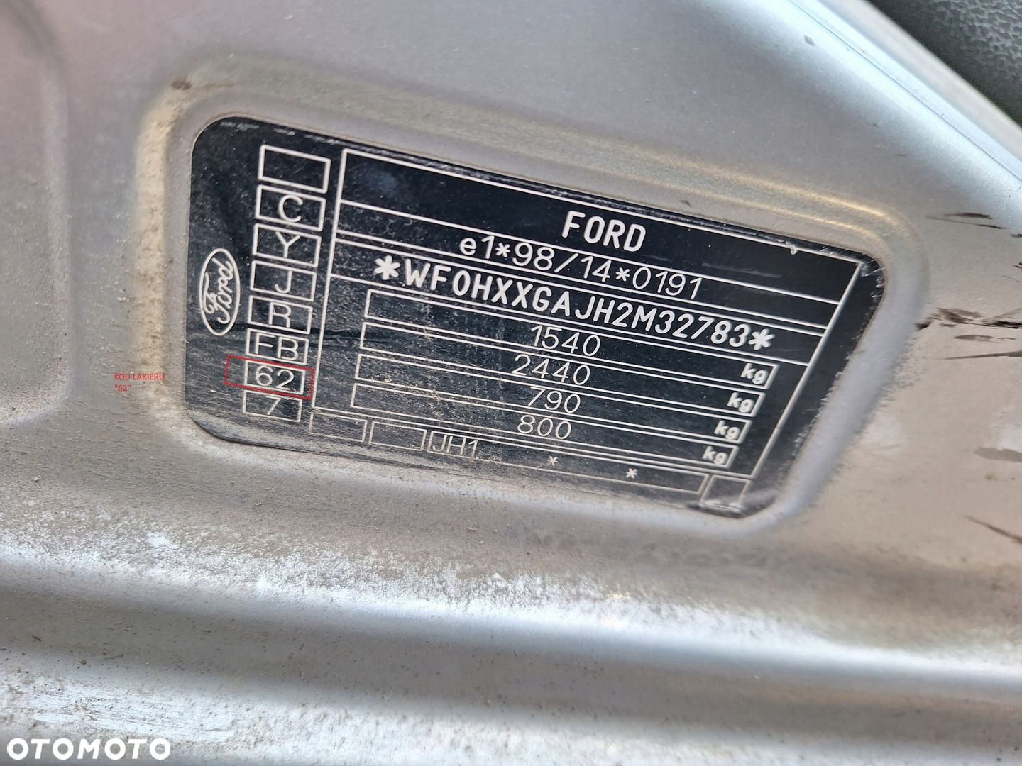 FORD FIESTA 5 V MK6 JH SREBRNY HALOGENY ZDERZAK PRZÓD 02-05 LAKIER 62 - 16