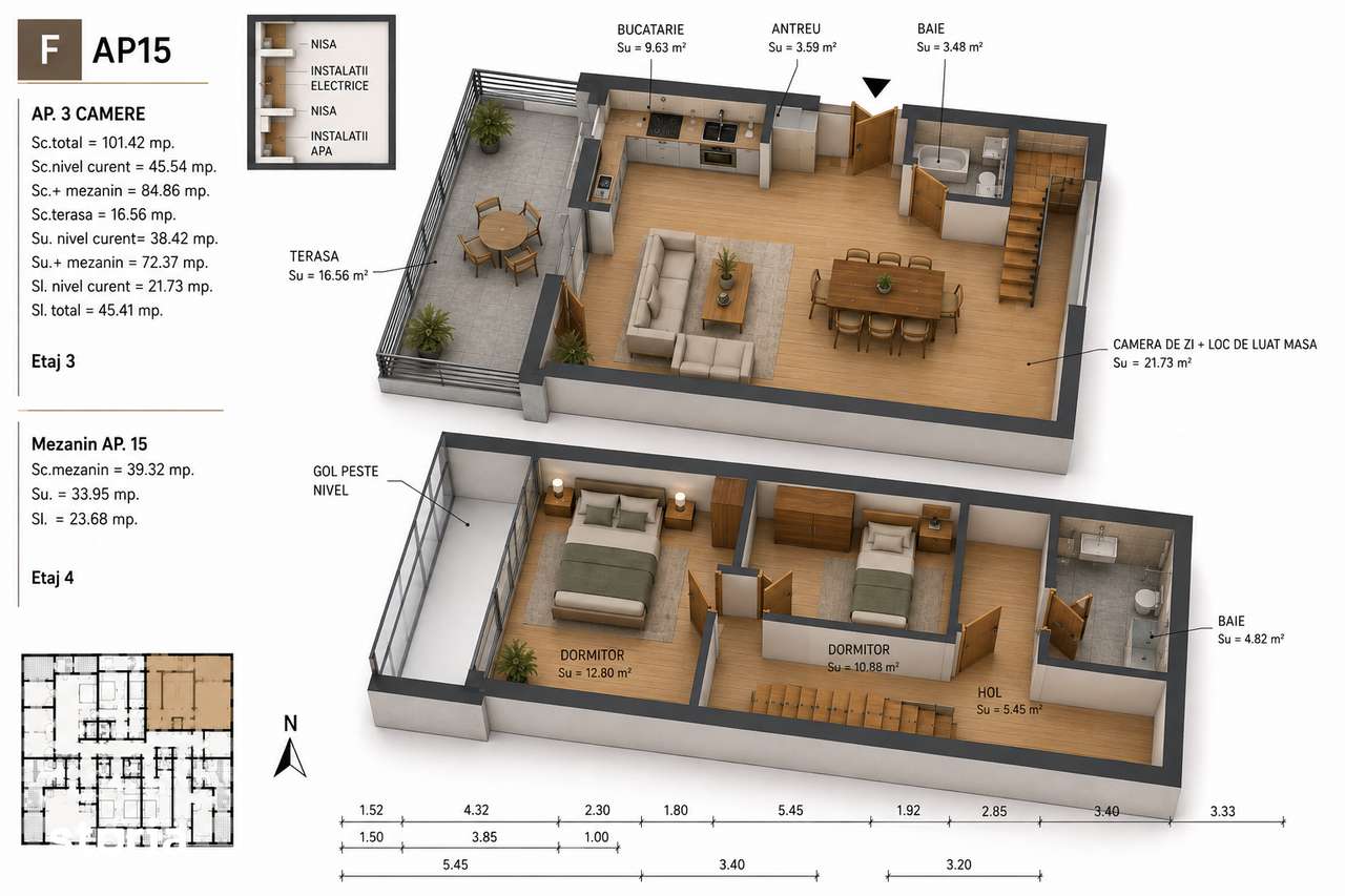 Apartament 3 camere finisat,central,tip penthouse! — fotografia 1